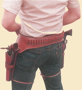Double Gunfoghter Rig - worn, left rear view