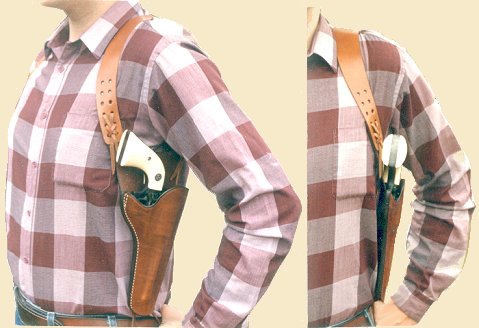 Wes Hardin Shoulder Rig - worn side/front view